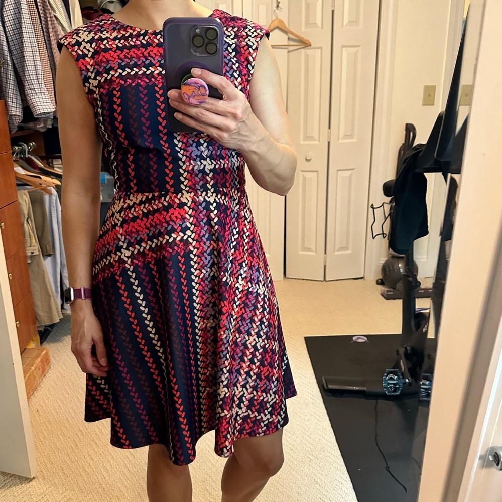 Donna Morgan Vibrant Woven Pattern Midi Dress